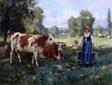 unknow artist Cow and Woman oil painting picture